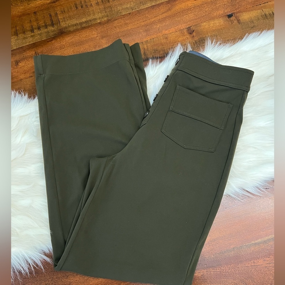 Halara Day Stretch High Waist Straight Leg Pants Pockets Forest Night XS Petite - Picture 5 of 5